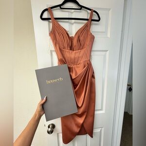 HOUSE OF CB Faye Satin Corset Midi Dress Womens XS “Rouge” Polyester.